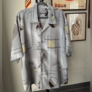 90s Geometric Short Sleeve Button Up